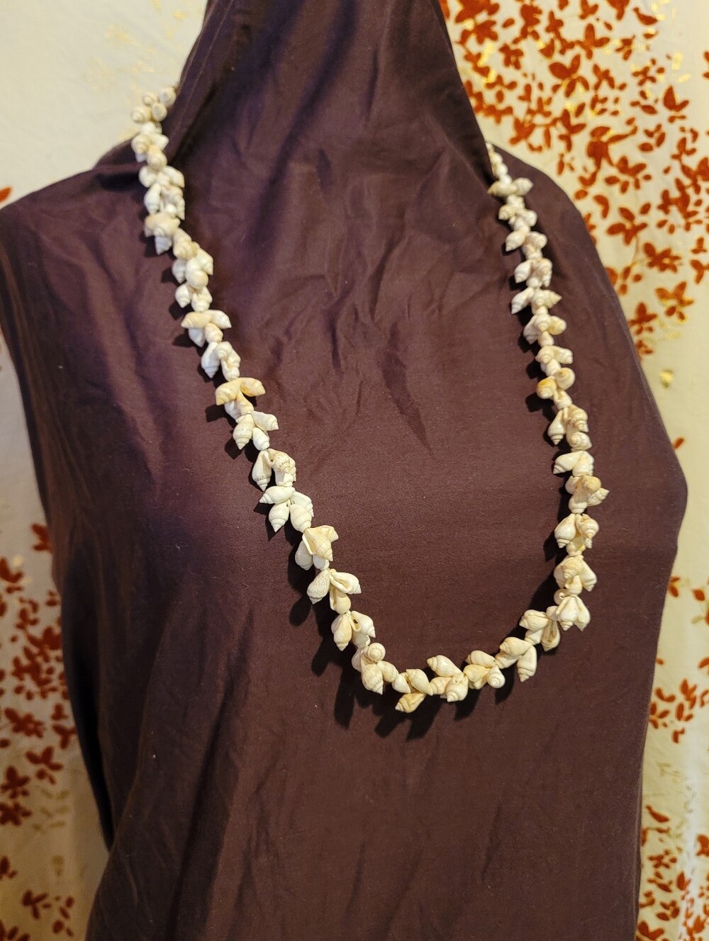 Vintage Pikake Style Endless Loop Mini Shell Necklace Island Art